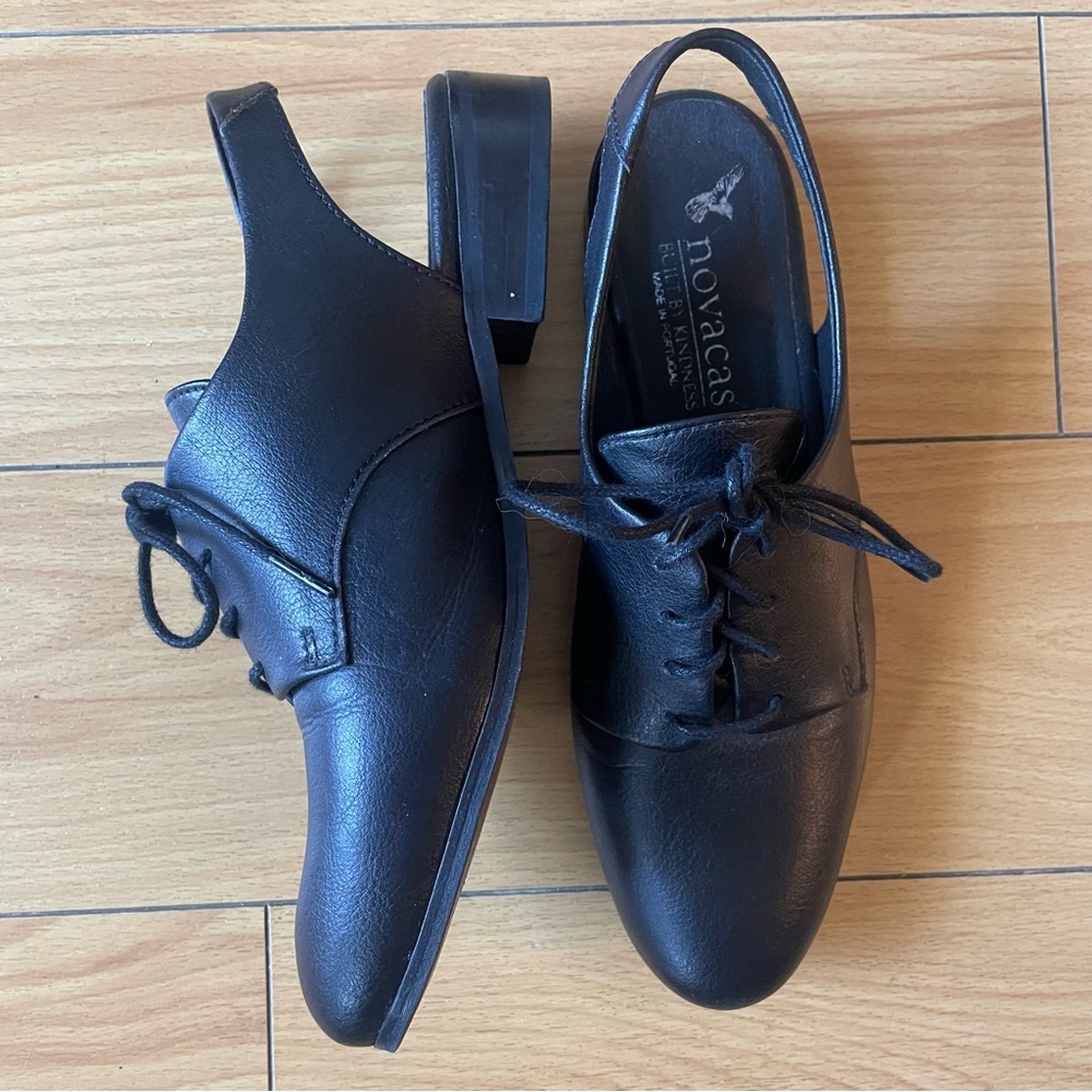 Novacas Black Vegan Slingback Shoes